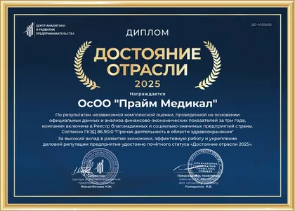 Диплом «Достояние отрасли 2025»